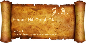 Fodor Ménrót névjegykártya